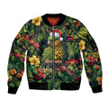 Meri Kirihimete Kakapo Sleeve Zip Bomber Jacket New Zealand Christmas with Tropical Vibe