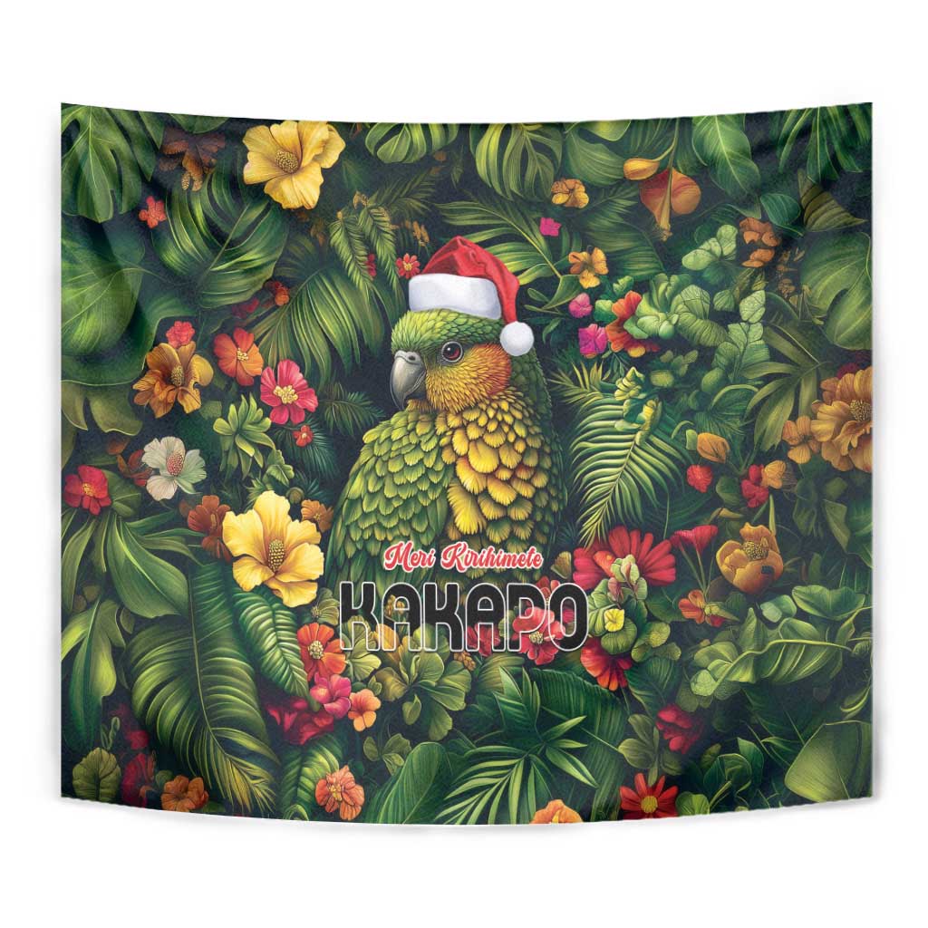 Meri Kirihimete Kakapo Tapestry New Zealand Christmas with Tropical Vibe
