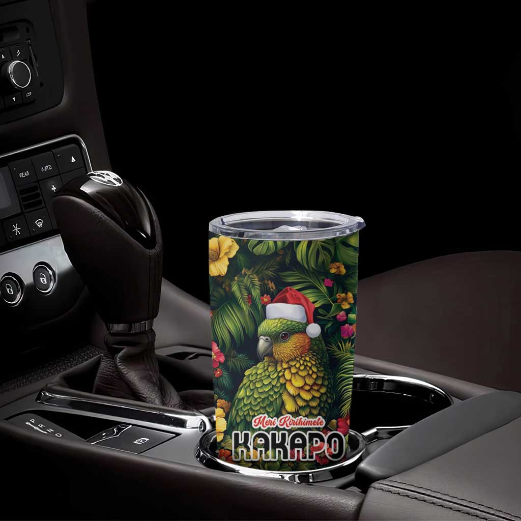 Meri Kirihimete Kakapo Tumbler Cup New Zealand Christmas with Tropical Vibe