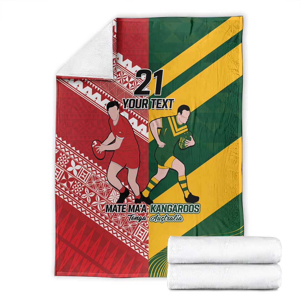 Australia-Tonga Rugby Pacific Custom Blanket The Kangaroos and Mate Ma'a Tonga