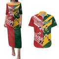 Australia-Tonga Rugby Pacific Custom Couples Matching Puletasi and Hawaiian Shirt The Kangaroos and Mate Ma'a Tonga