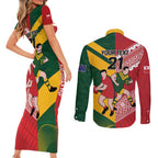 Australia-Tonga Rugby Pacific Custom Couples Matching Short Sleeve Bodycon Dress and Long Sleeve Button Shirt The Kangaroos and Mate Ma'a Tonga