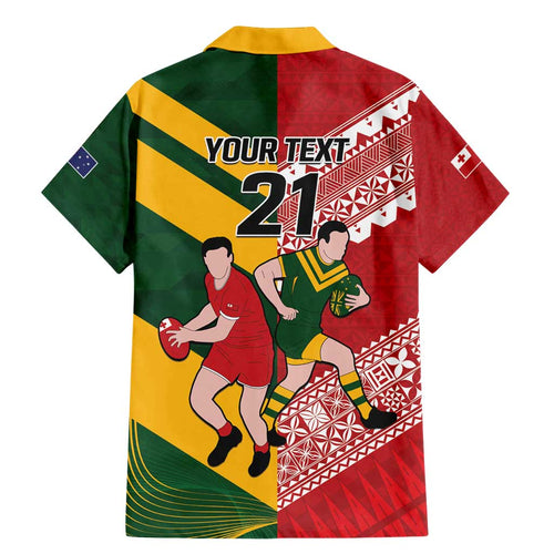 Australia-Tonga Rugby Pacific Custom Family Matching Mermaid Dress and Hawaiian Shirt The Kangaroos and Mate Ma'a Tonga