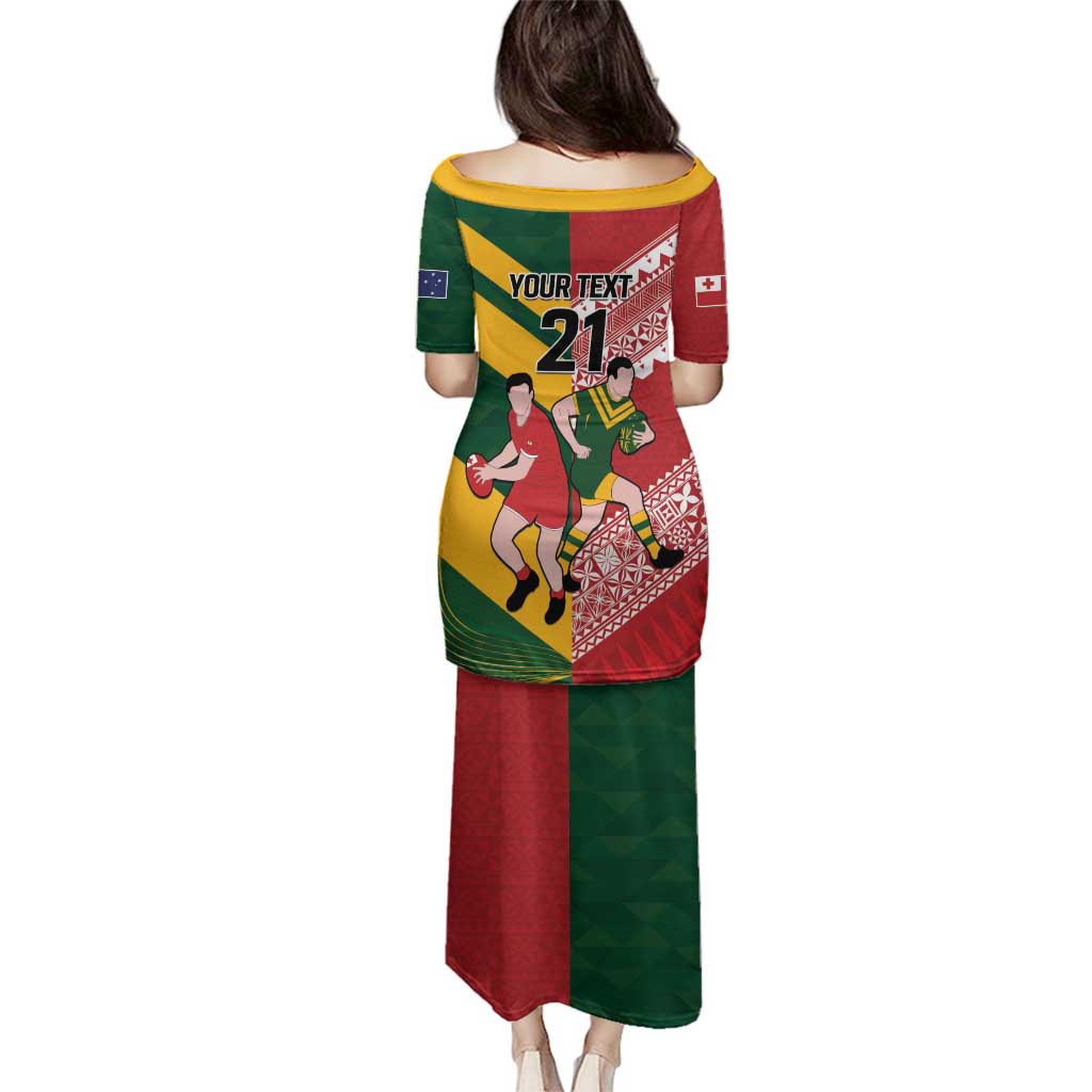 Australia-Tonga Rugby Pacific Custom Family Matching Puletasi and Hawaiian Shirt The Kangaroos and Mate Ma'a Tonga