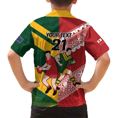 Australia-Tonga Rugby Pacific Custom Kid Hawaiian Shirt The Kangaroos and Mate Ma'a Tonga