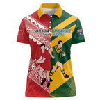 Australia-Tonga Rugby Pacific Custom Women Polo Shirt The Kangaroos and Mate Ma'a Tonga