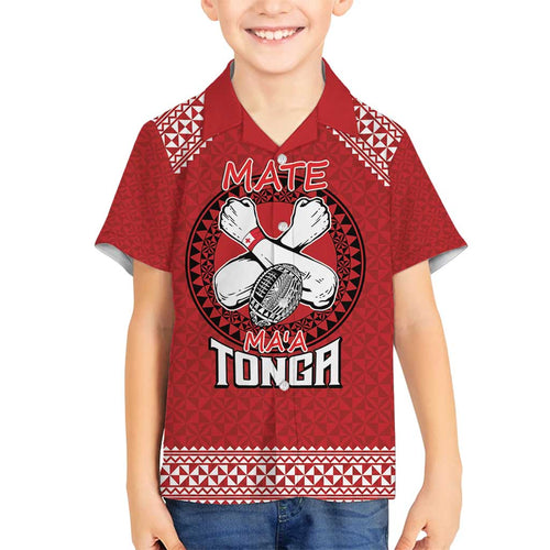 Tonga Rugby XIII Custom Family Matching Off Shoulder Maxi Dress and Hawaiian Shirt Mate Ma'a Tonga with Ngatu Pattern