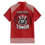 Tonga Rugby XIII Custom Family Matching Off Shoulder Short Dress and Hawaiian Shirt Mate Ma'a Tonga with Ngatu Pattern