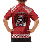 Tonga Rugby XIII Custom Family Matching Puletasi and Hawaiian Shirt Mate Ma'a Tonga with Ngatu Pattern