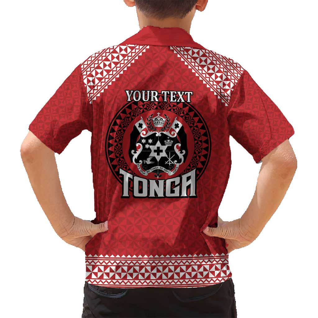 Tonga Rugby XIII Custom Family Matching Puletasi and Hawaiian Shirt Mate Ma'a Tonga with Ngatu Pattern