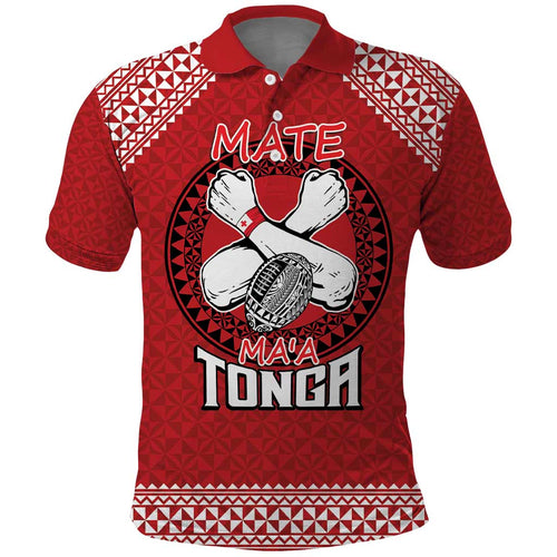 Tonga Rugby XIII Custom Polo Shirt Mate Ma'a Tonga with Ngatu Pattern