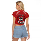 Tonga Rugby XIII Custom Raglan Cropped T Shirt Mate Ma'a Tonga with Ngatu Pattern