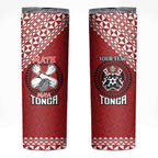 Tonga Rugby XIII Custom Skinny Tumbler Mate Ma'a Tonga with Ngatu Pattern