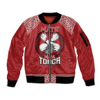Tonga Rugby XIII Custom Sleeve Zip Bomber Jacket Mate Ma'a Tonga with Ngatu Pattern