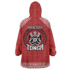 Tonga Rugby XIII Custom Wearable Blanket Hoodie Mate Ma'a Tonga with Ngatu Pattern