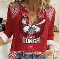 Tonga Rugby XIII Custom Women Casual Shirt Mate Ma'a Tonga with Ngatu Pattern