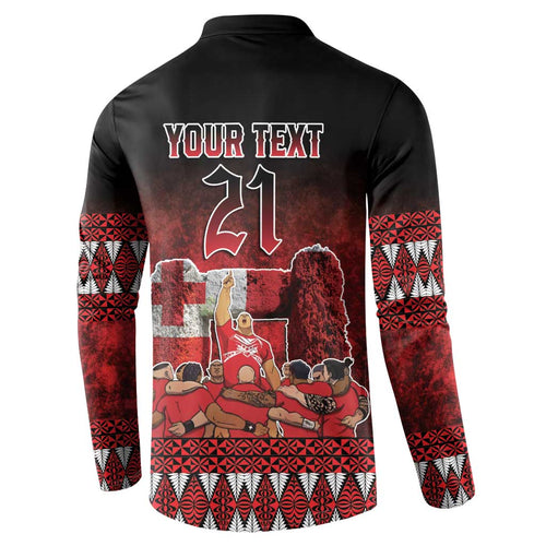 Custom Tonga 676 Haʻamonga ʻa Maui Button Sweatshirt Tongan Sipi Tau Unique Dance