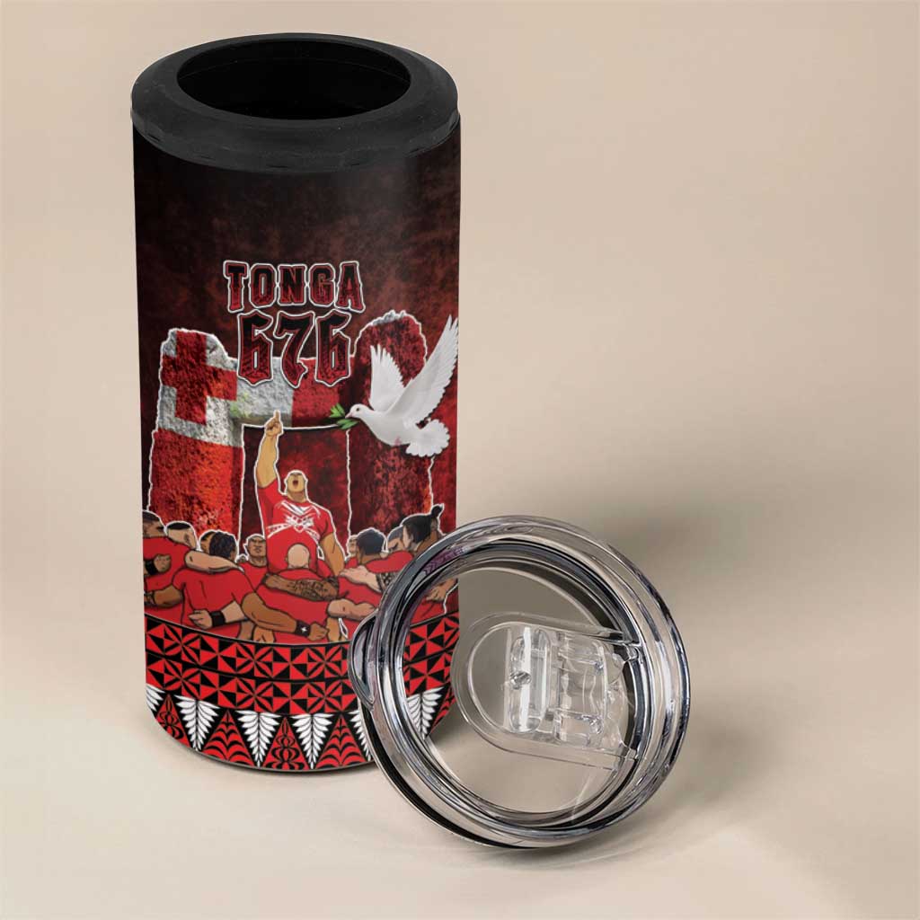 Custom Tonga 676 Haʻamonga ʻa Maui 4 in 1 Can Cooler Tumbler Tongan Sipi Tau Unique Dance