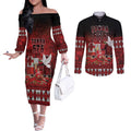 Custom Tonga 676 Haʻamonga ʻa Maui Couples Matching Off The Shoulder Long Sleeve Dress and Long Sleeve Button Shirt Tongan Sipi Tau Unique Dance