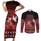 Custom Tonga 676 Haʻamonga ʻa Maui Couples Matching Short Sleeve Bodycon Dress and Long Sleeve Button Shirt Tongan Sipi Tau Unique Dance