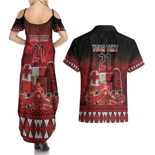 Custom Tonga 676 Haʻamonga ʻa Maui Couples Matching Summer Maxi Dress and Hawaiian Shirt Tongan Sipi Tau Unique Dance