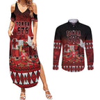 Custom Tonga 676 Haʻamonga ʻa Maui Couples Matching Summer Maxi Dress and Long Sleeve Button Shirt Tongan Sipi Tau Unique Dance