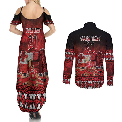 Custom Tonga 676 Haʻamonga ʻa Maui Couples Matching Summer Maxi Dress and Long Sleeve Button Shirt Tongan Sipi Tau Unique Dance