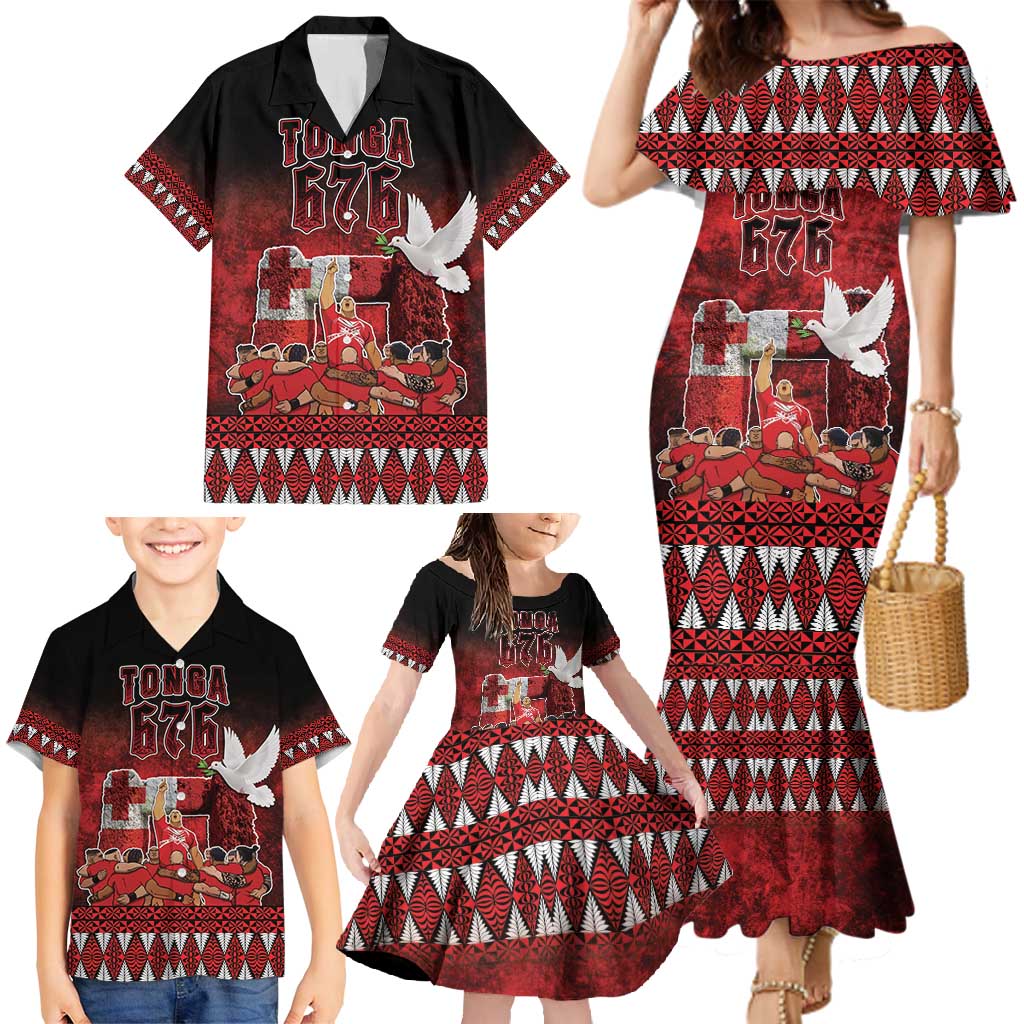 Custom Tonga 676 Haʻamonga ʻa Maui Family Matching Mermaid Dress and Hawaiian Shirt Tongan Sipi Tau Unique Dance