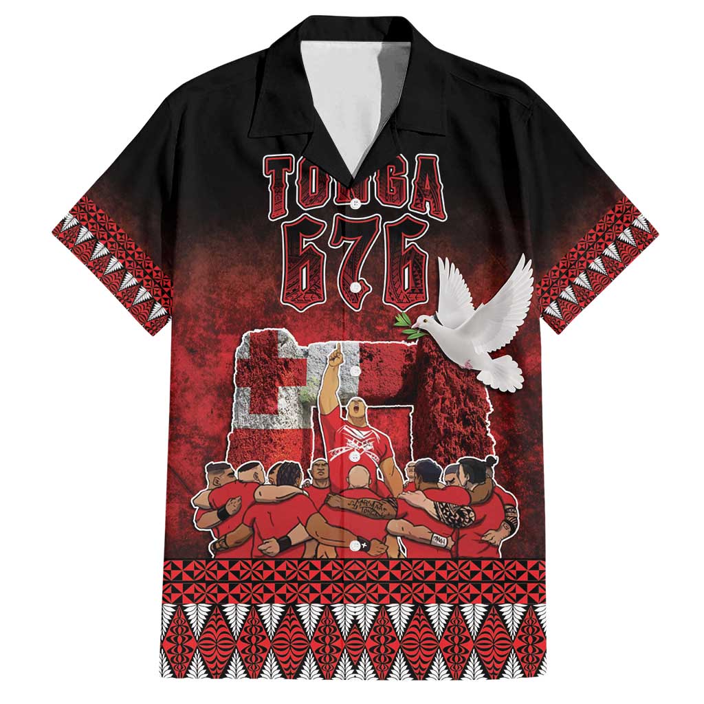 Custom Tonga 676 Haʻamonga ʻa Maui Family Matching Off Shoulder Short Dress and Hawaiian Shirt Tongan Sipi Tau Unique Dance