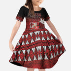 Custom Tonga 676 Haʻamonga ʻa Maui Kid Short Sleeve Dress Tongan Sipi Tau Unique Dance