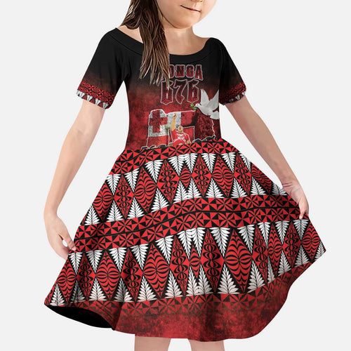 Custom Tonga 676 Haʻamonga ʻa Maui Kid Short Sleeve Dress Tongan Sipi Tau Unique Dance