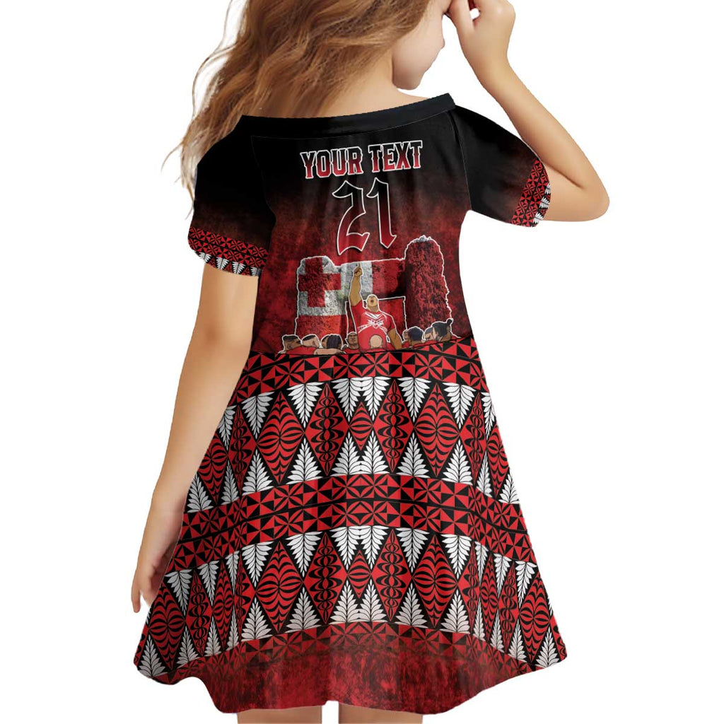 Custom Tonga 676 Haʻamonga ʻa Maui Kid Short Sleeve Dress Tongan Sipi Tau Unique Dance