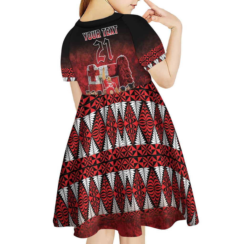 Custom Tonga 676 Haʻamonga ʻa Maui Kid Short Sleeve Dress Tongan Sipi Tau Unique Dance
