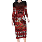 Custom Tonga 676 Haʻamonga ʻa Maui Long Sleeve Bodycon Dress Tongan Sipi Tau Unique Dance