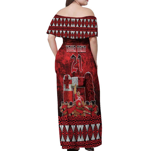 Custom Tonga 676 Haʻamonga ʻa Maui Off Shoulder Maxi Dress Tongan Sipi Tau Unique Dance