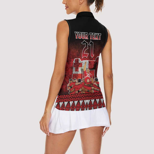 Custom Tonga 676 Haʻamonga ʻa Maui Women Sleeveless Polo Shirt Tongan Sipi Tau Unique Dance
