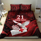 Custom Tonga XIII Rugby Tribal Tattoo Bedding Set Mate Ma'a Tonga Kupesi Ngatu Grunge Style
