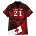 Custom Tonga XIII Rugby Tribal Tattoo Family Matching Puletasi and Hawaiian Shirt Mate Ma'a Tonga Kupesi Ngatu Grunge Style
