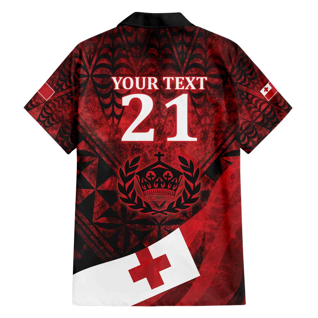Custom Tonga XIII Rugby Tribal Tattoo Family Matching Puletasi and Hawaiian Shirt Mate Ma'a Tonga Kupesi Ngatu Grunge Style