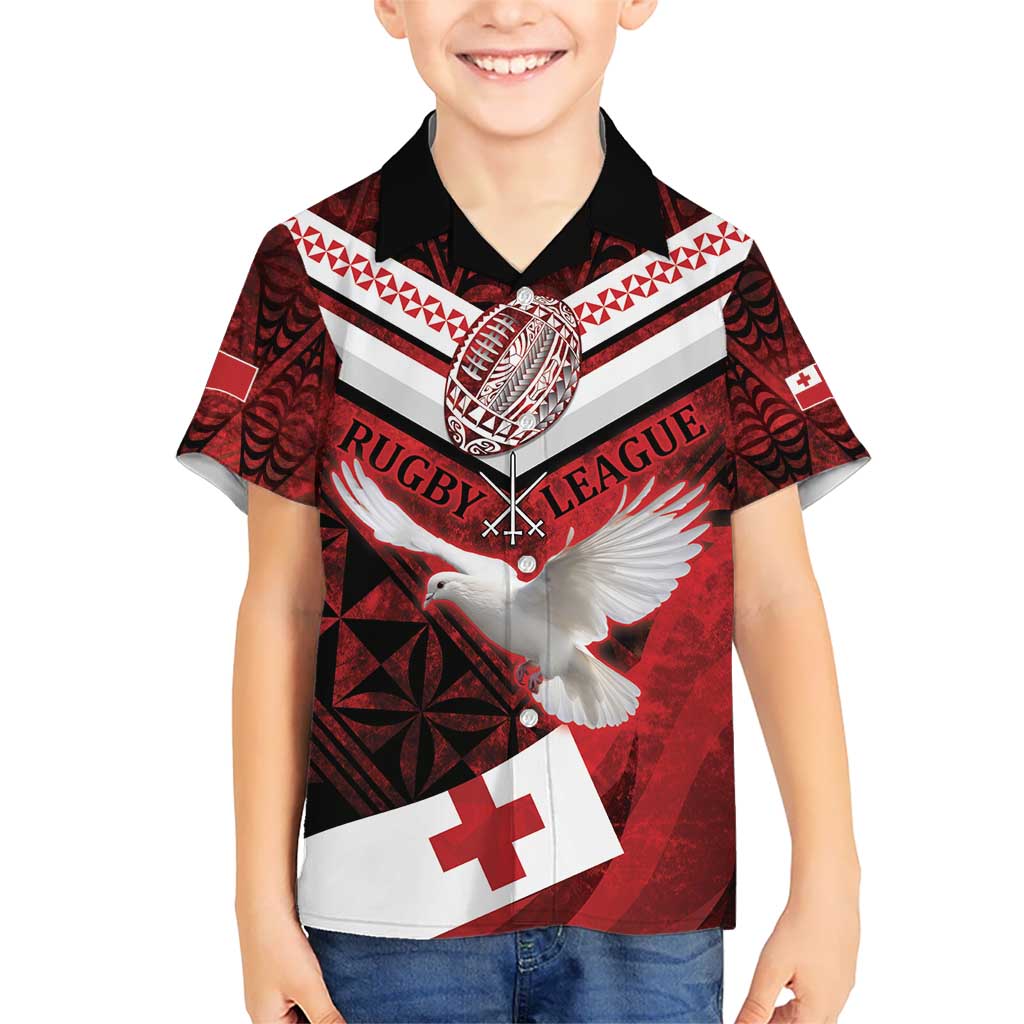 Custom Tonga XIII Rugby Tribal Tattoo Hawaiian Shirt Mate Ma'a Tonga Kupesi Ngatu Grunge Style