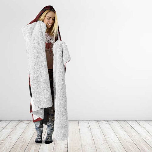 Custom Tonga XIII Rugby Tribal Tattoo Hooded Blanket Mate Ma'a Tonga Kupesi Ngatu Grunge Style