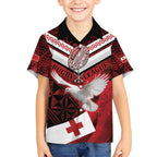 Custom Tonga XIII Rugby Tribal Tattoo Kid Hawaiian Shirt Mate Ma'a Tonga Kupesi Ngatu Grunge Style