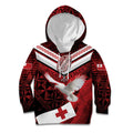 Custom Tonga XIII Rugby Tribal Tattoo Kid Hoodie Mate Ma'a Tonga Kupesi Ngatu Grunge Style