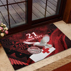 Custom Tonga XIII Rugby Tribal Tattoo Rubber Doormat Mate Ma'a Tonga Kupesi Ngatu Grunge Style