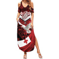 Custom Tonga XIII Rugby Tribal Tattoo Summer Maxi Dress Mate Ma'a Tonga Kupesi Ngatu Grunge Style