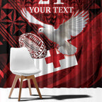 Custom Tonga XIII Rugby Tribal Tattoo Window Curtain Mate Ma'a Tonga Kupesi Ngatu Grunge Style