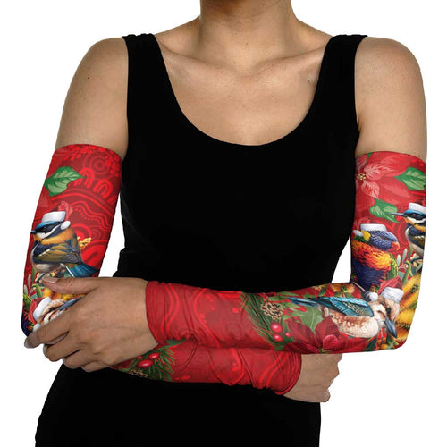 Aussie Native Bird Arm Sleeves Aboriginal Inspired Christmas - Aussie Hoodie