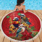Aussie Native Bird Beach Blanket Aboriginal Inspired Christmas - Aussie Hoodie