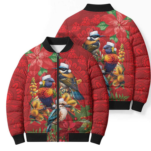 Aussie Native Bird Bomber Puffer Jacket Aboriginal Inspired Christmas - Aussie Hoodie