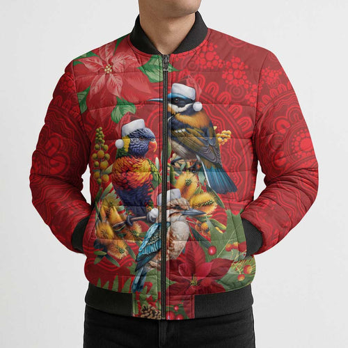 Aussie Native Bird Bomber Puffer Jacket Aboriginal Inspired Christmas - Aussie Hoodie